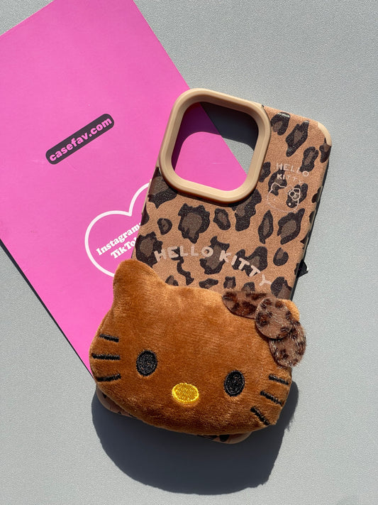 Hellokitty Plush Leopard Suede Texture Brown Cute Kawaii Phone Case #0312