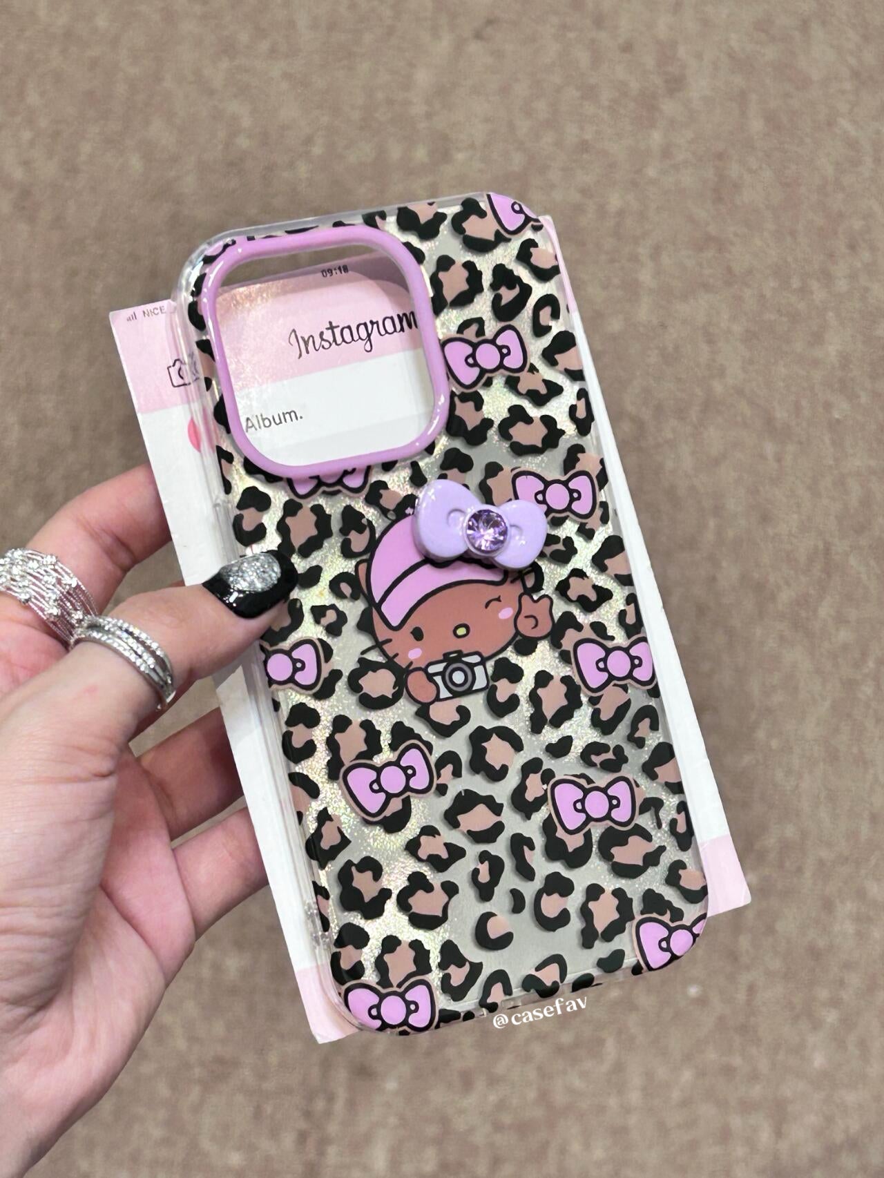 Hellokitty Purple Leopard-print 3D Bowtie Cute Kawaii Phone Case #0085