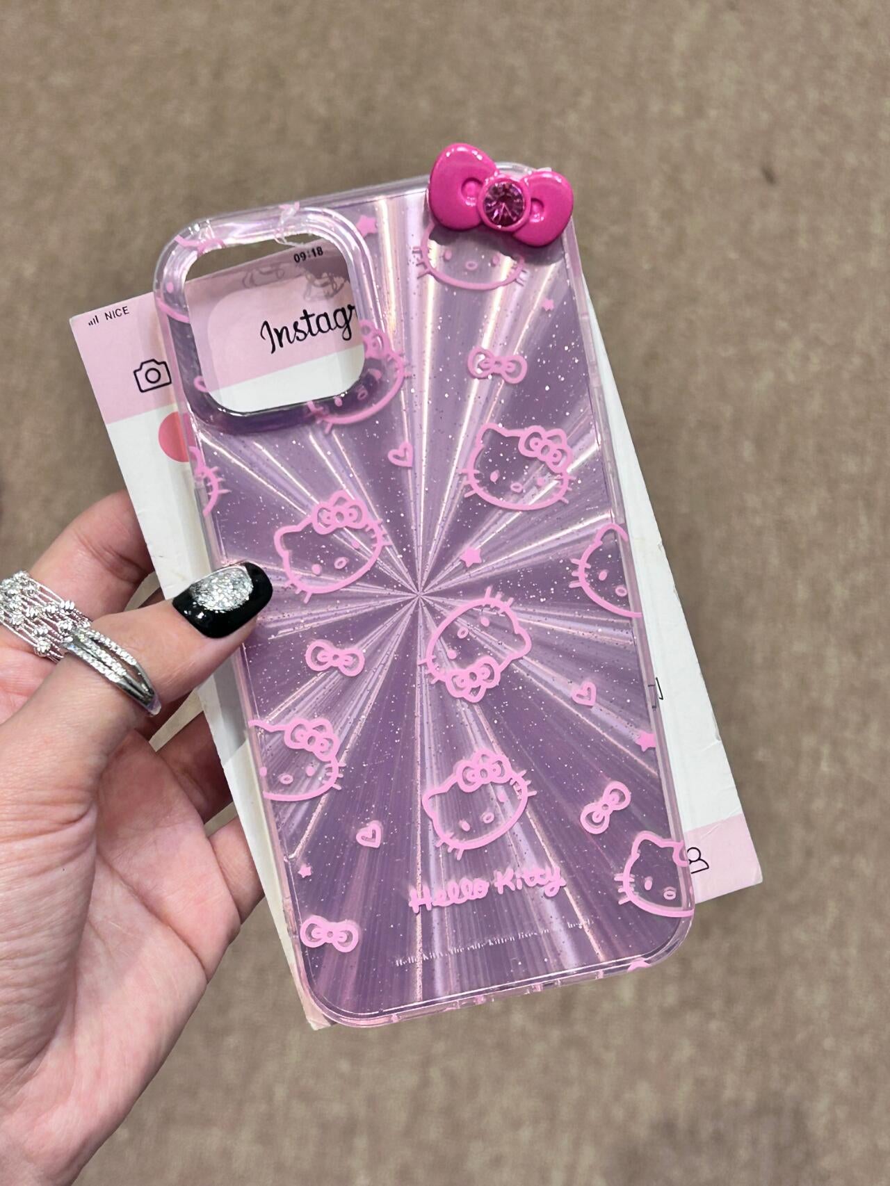 Hellokitty Pink 3D Bow Laser Cute Kawaii Phone Case #0056