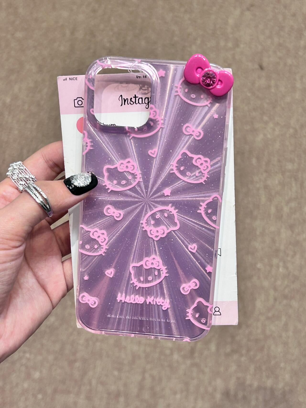 Hellokitty Pink 3D Bow Laser Cute Kawaii Phone Case #0056