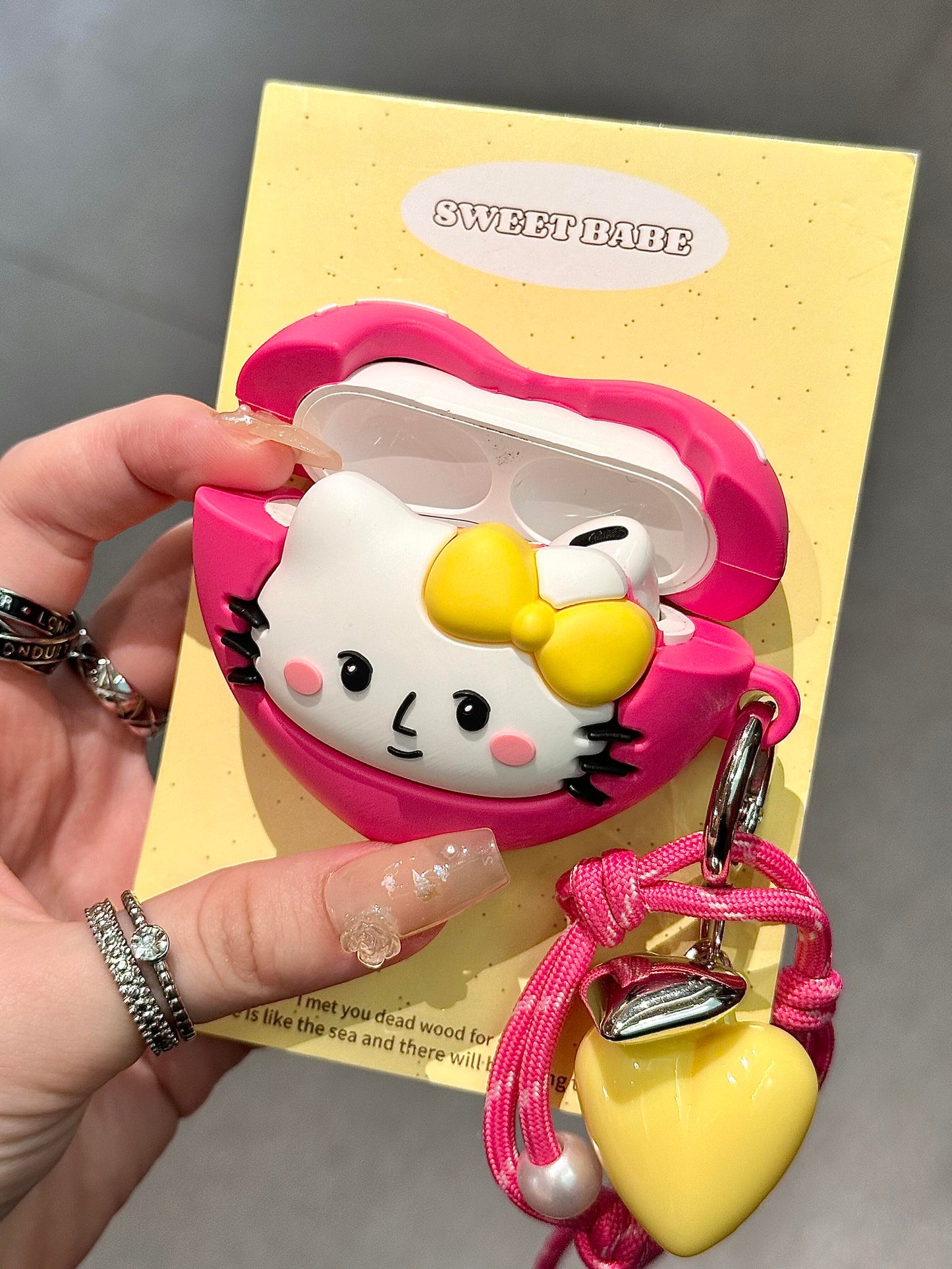 Hellokitty Pink Heart Shape Cute Kawaii AirPods Case #0237