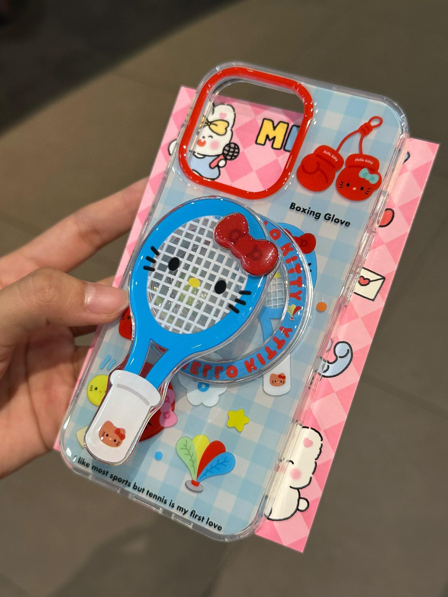 Hellokitty Tennis Racket MagSafe Case + MagSafe Stand Holder / Phone Grip #0234