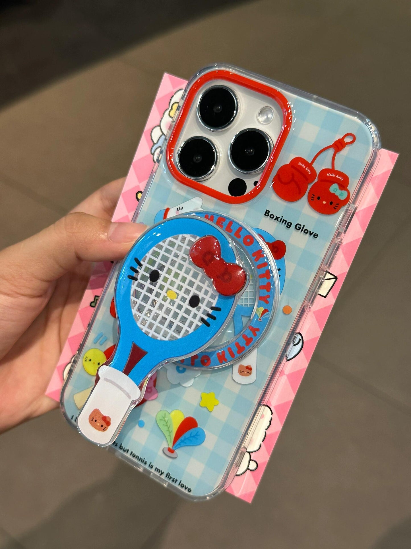 Hellokitty Tennis Racket MagSafe Case + MagSafe Stand Holder / Phone Grip #0234