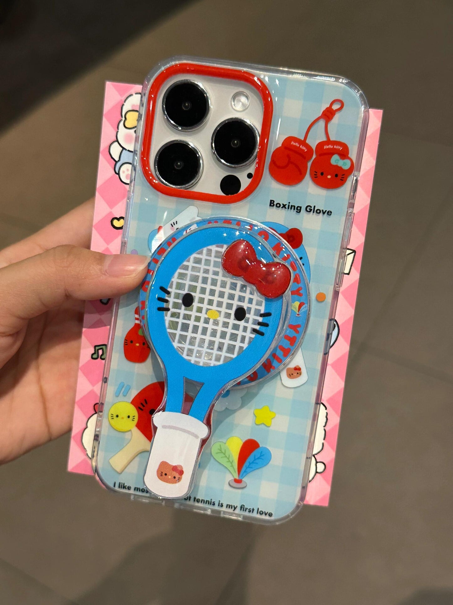 Hellokitty Tennis Racket MagSafe Case + MagSafe Stand Holder / Phone Grip #0234