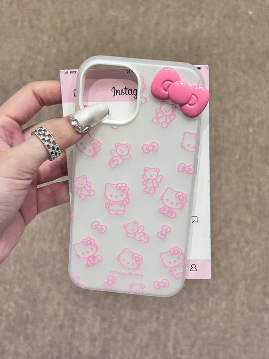 Hellokitty White 3D Pink Bow Cute Kawaii Phone Case #0066