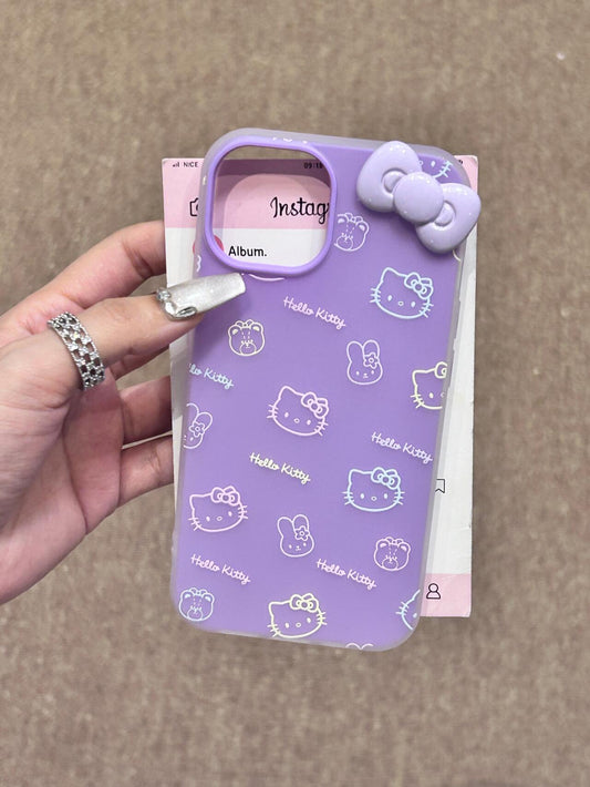 Hellokitty Purple 3D Purple Bow Cute Kawaii Phone Case #0067