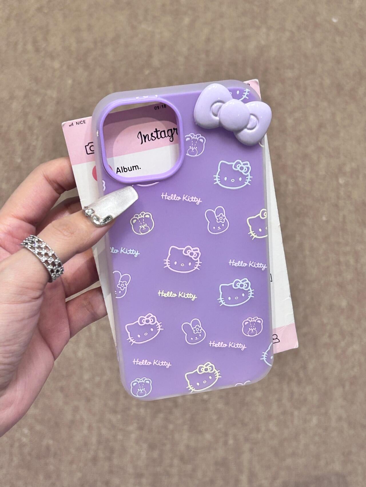 Hellokitty Purple 3D Purple Bow Cute Kawaii Phone Case #0067