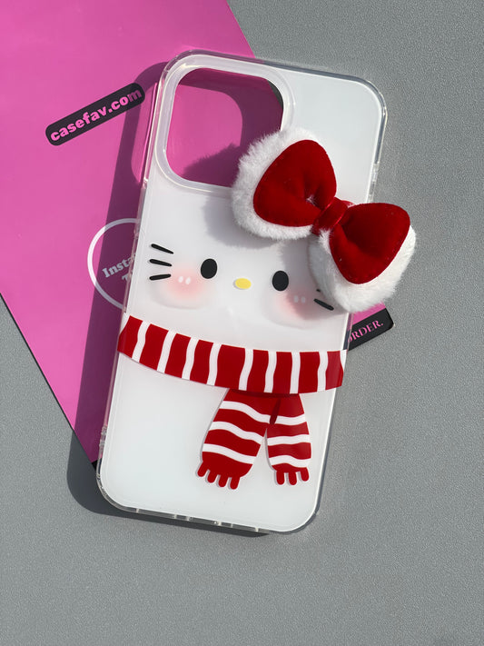 Hellokitty Snowman Plush Bow White Cute Kawaii Phone Case #0343