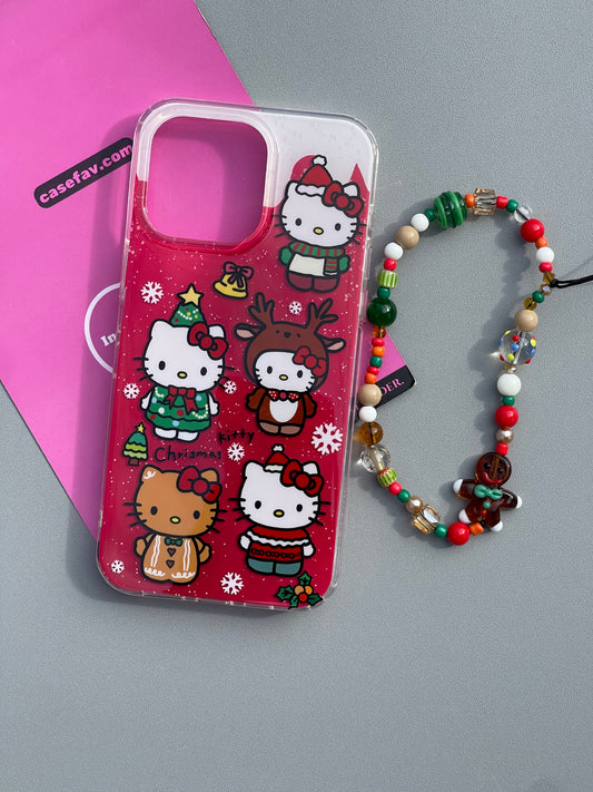 Hellokitty Christmas Characters Cute Kawaii Phone Case With Phone Chain #0346