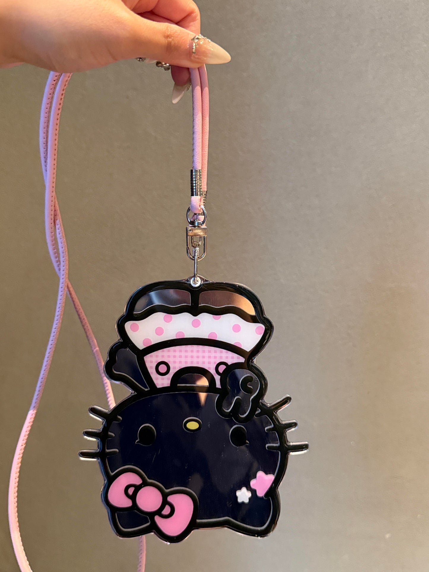 Hellokitty Shaped Folding Mirror Cute Kawaii Phone Case with Phone Chain#0517