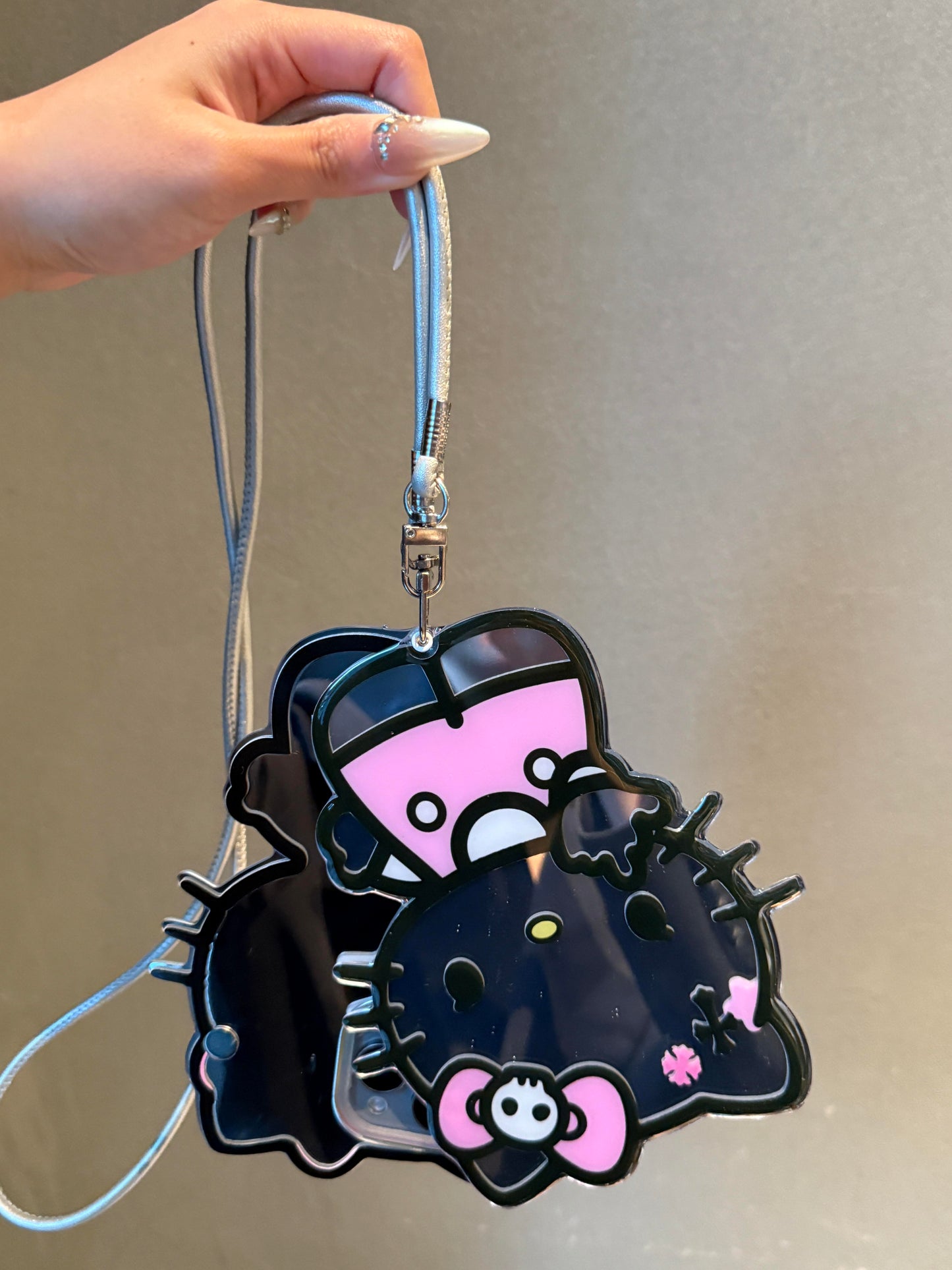 Hellokitty Shaped Folding Mirror Cute Kawaii Phone Case with Phone Chain#0517