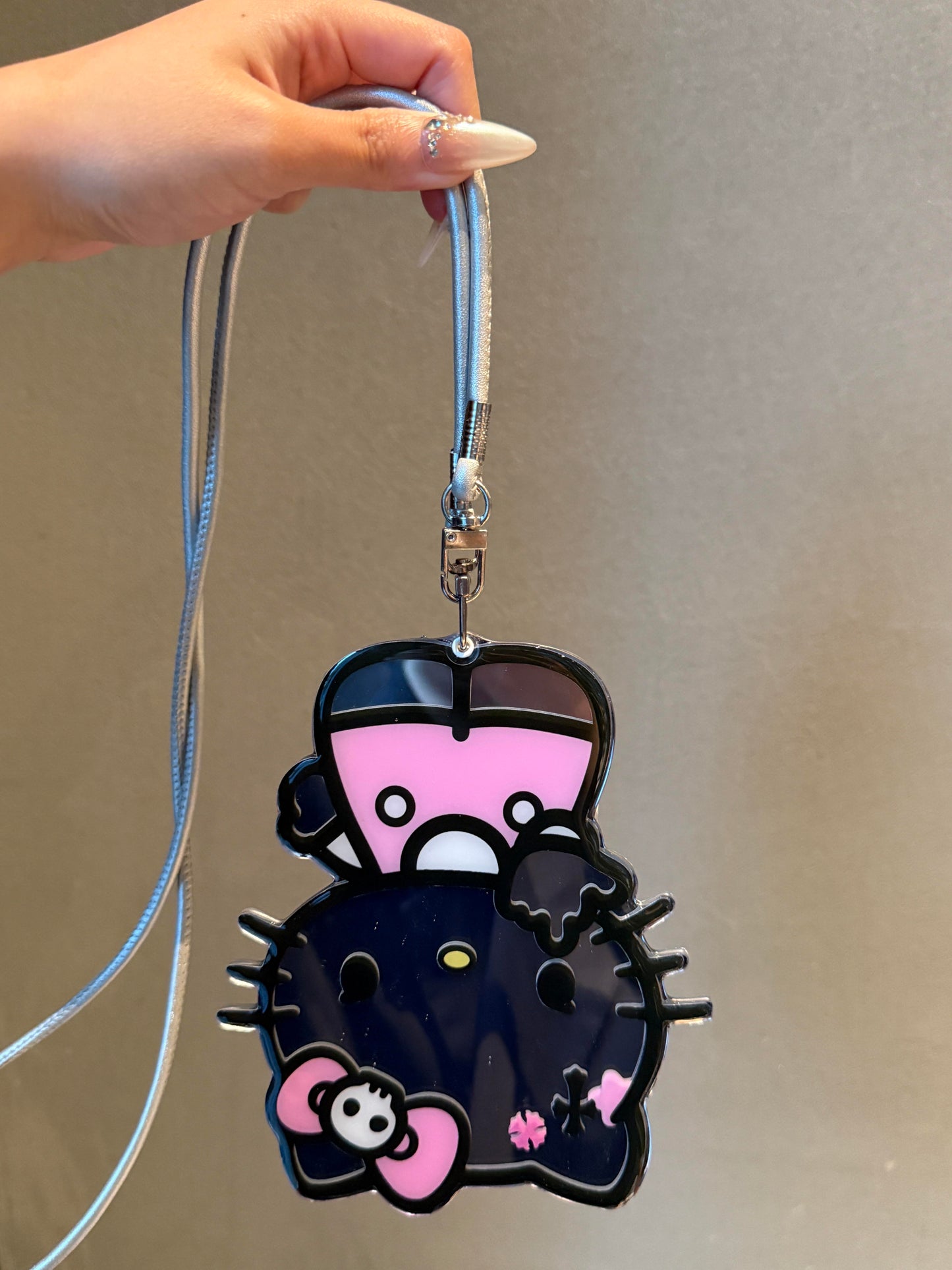 Hellokitty Shaped Folding Mirror Cute Kawaii Phone Case with Phone Chain#0517