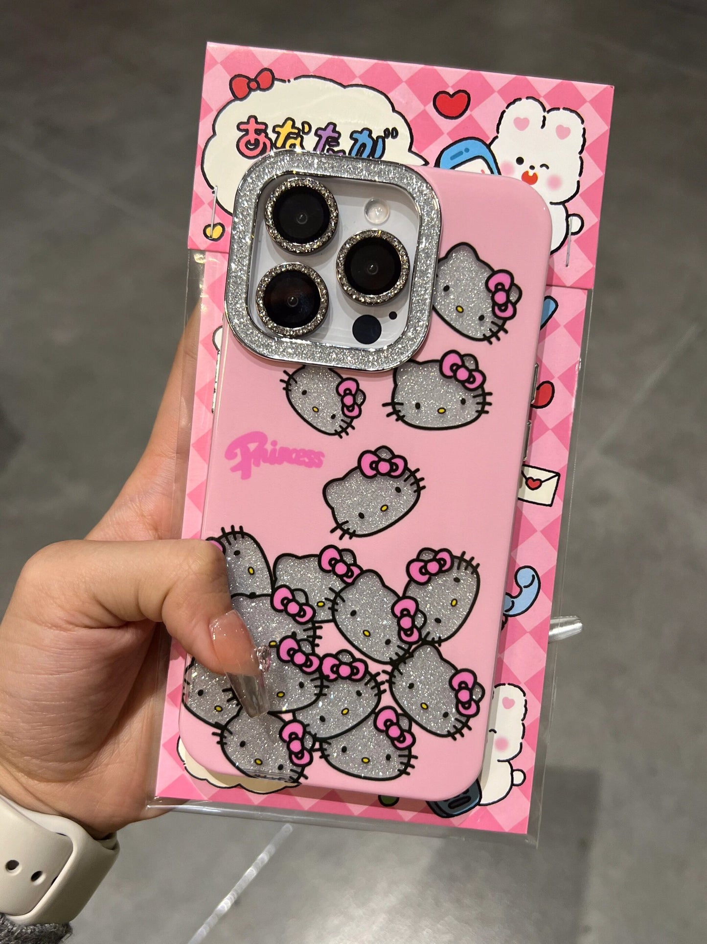 Hellokitty Pink Sparkling Rhinestone Cute Kawaii Phone Case #0003