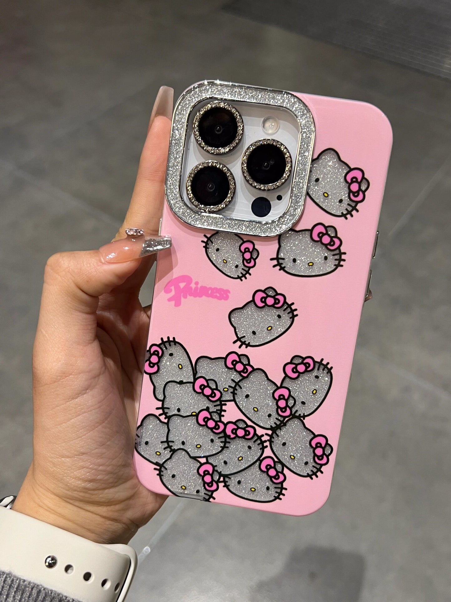 Hellokitty Pink Sparkling Rhinestone Cute Kawaii Phone Case #0003