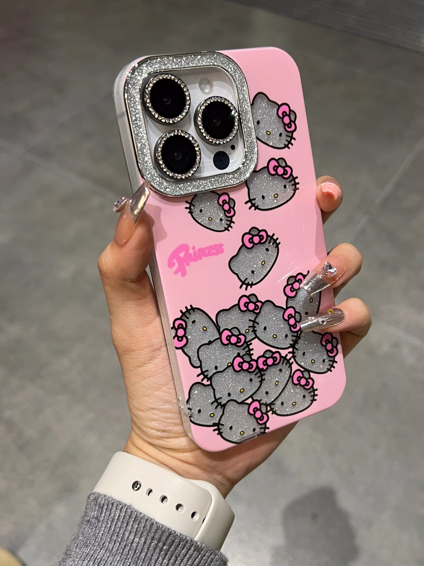 Hellokitty Pink Sparkling Rhinestone Cute Kawaii Phone Case #0003