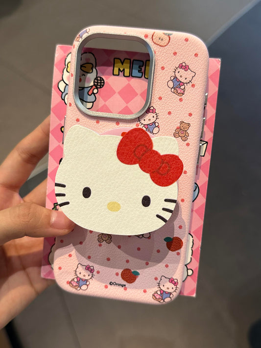 Hellokitty Pink Cute Kawaii Phone Case With Stand Holder / Phone Grip #0255