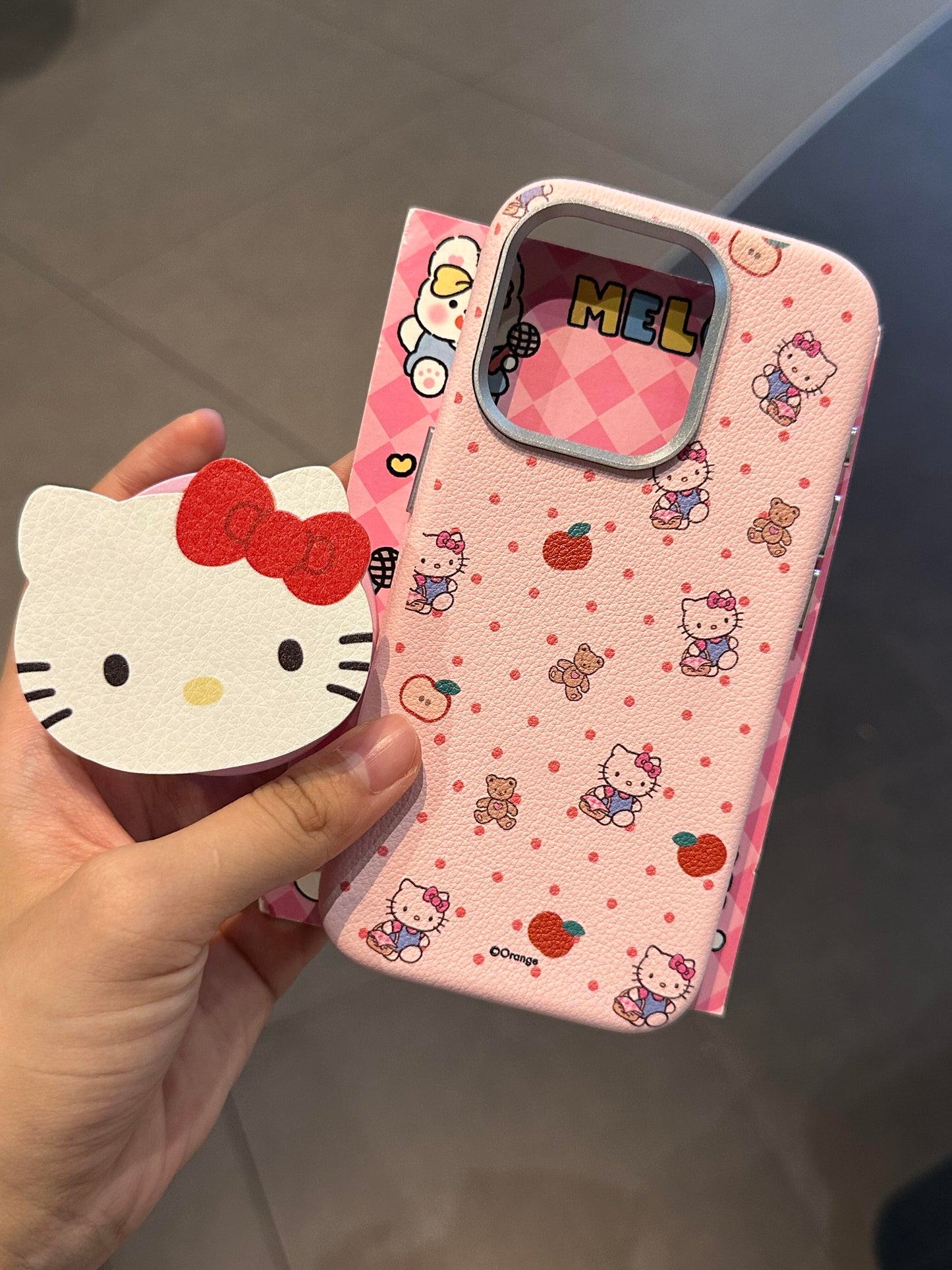 Hellokitty Pink Cute Kawaii Phone Case With Stand Holder / Phone Grip #0255