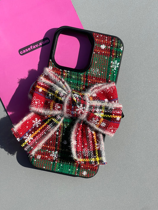 Bowtie Christmas Plaid Cute Kawaii Phone Case  #0349