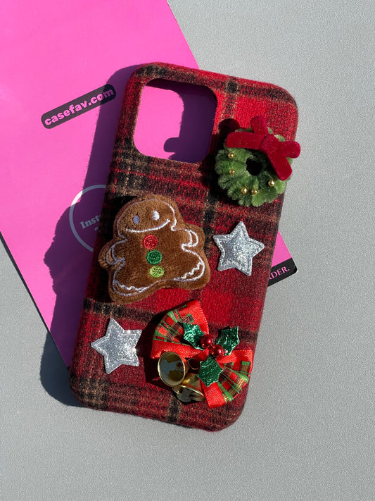 Christmas Plaid Plush Cute Kawaii Phone Case #0345