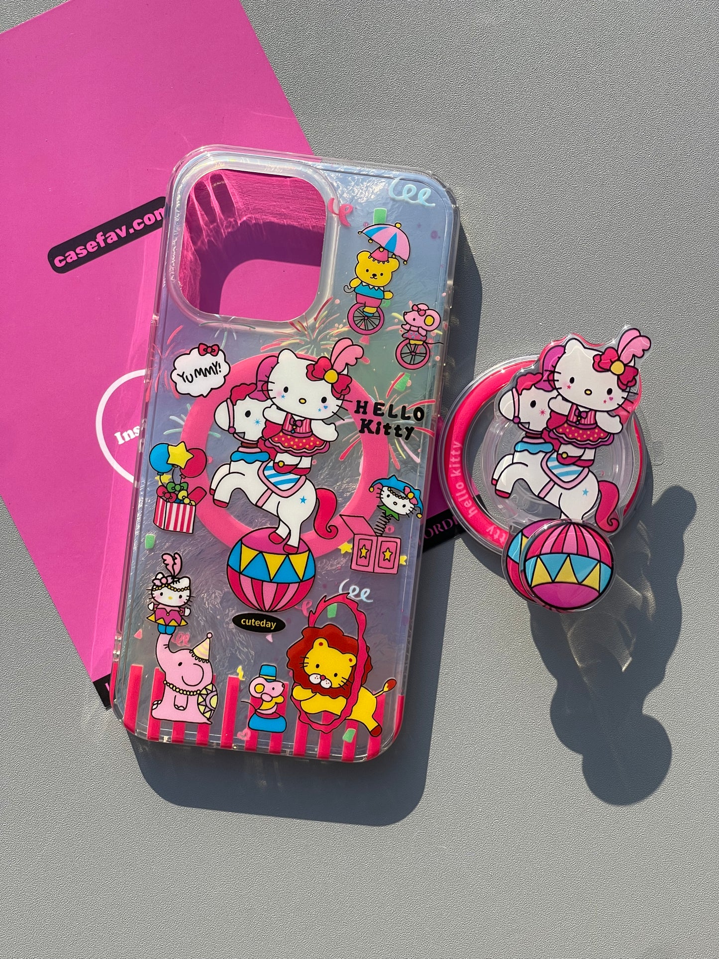 Hellokitty Circus Show Cute Kawaii MagSafe Case + MagSafe Stand Holder / Phone Grip #0355