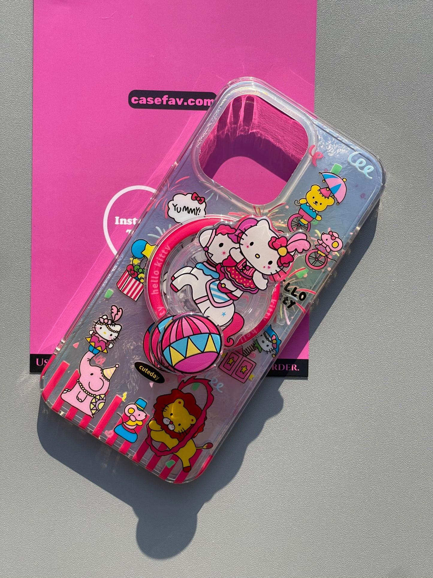 Hellokitty Circus Show Cute Kawaii MagSafe Case + MagSafe Stand Holder / Phone Grip #0355