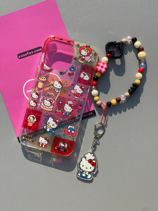 Hellokitty Glitter Characters Cute Kawaii Phone Case With Phone Chain #0353