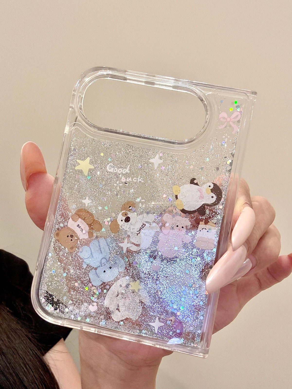 Animals Bling Glitter Liquid Quicksand Clear iPhone Duo Case #0657