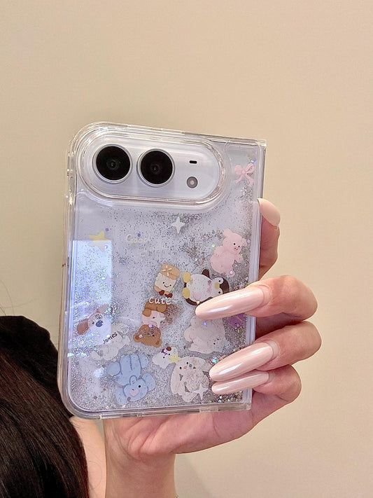 Animals Bling Glitter Liquid Quicksand Clear iPhone Duo Case #0657