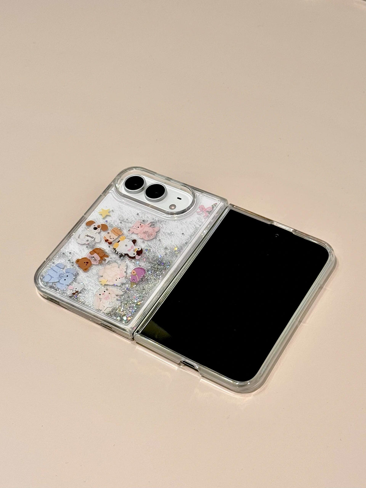 Animals Bling Glitter Liquid Quicksand Clear iPhone Duo Case #0657