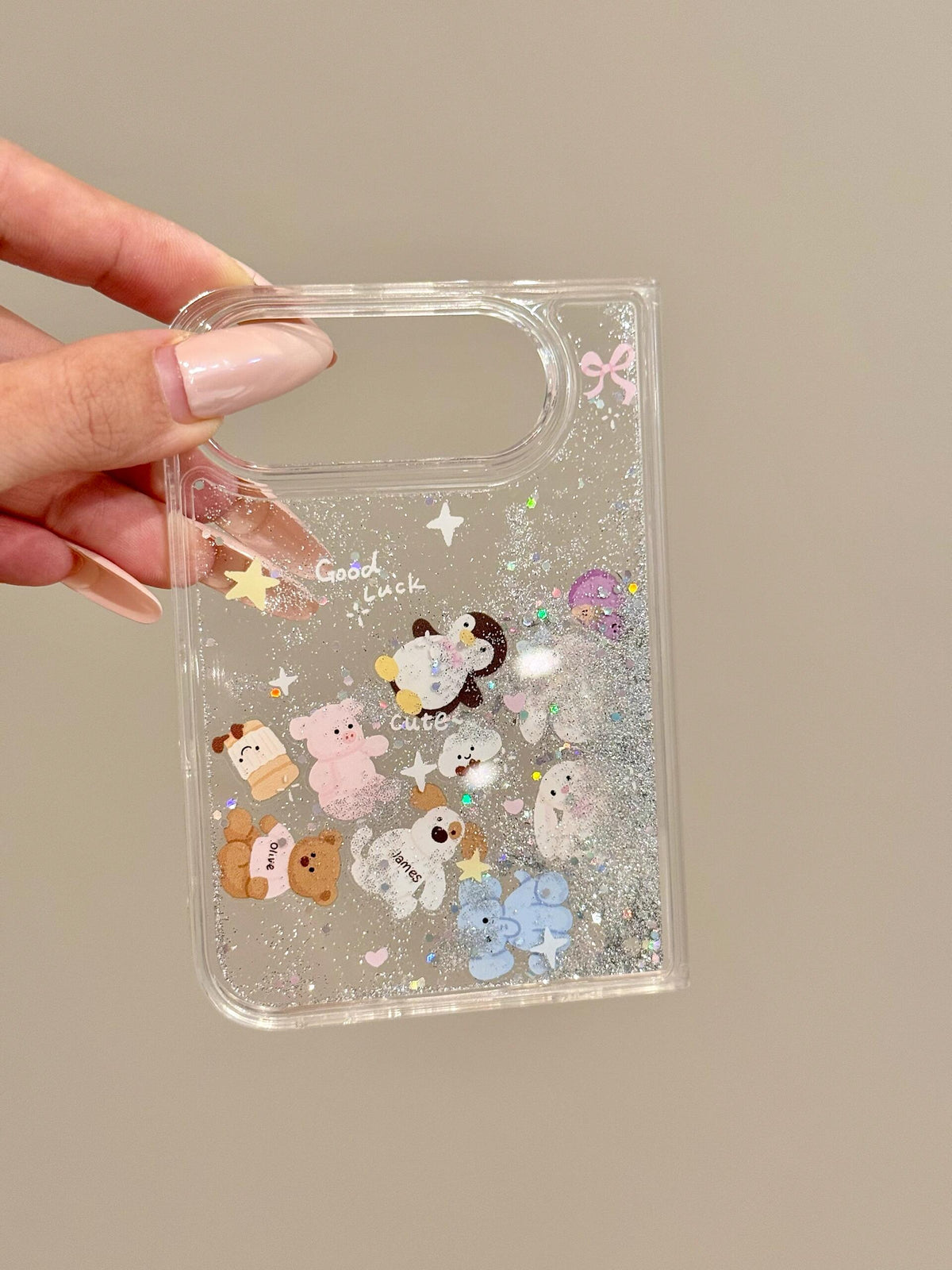 Animals Bling Glitter Liquid Quicksand Clear iPhone Duo Case #0657