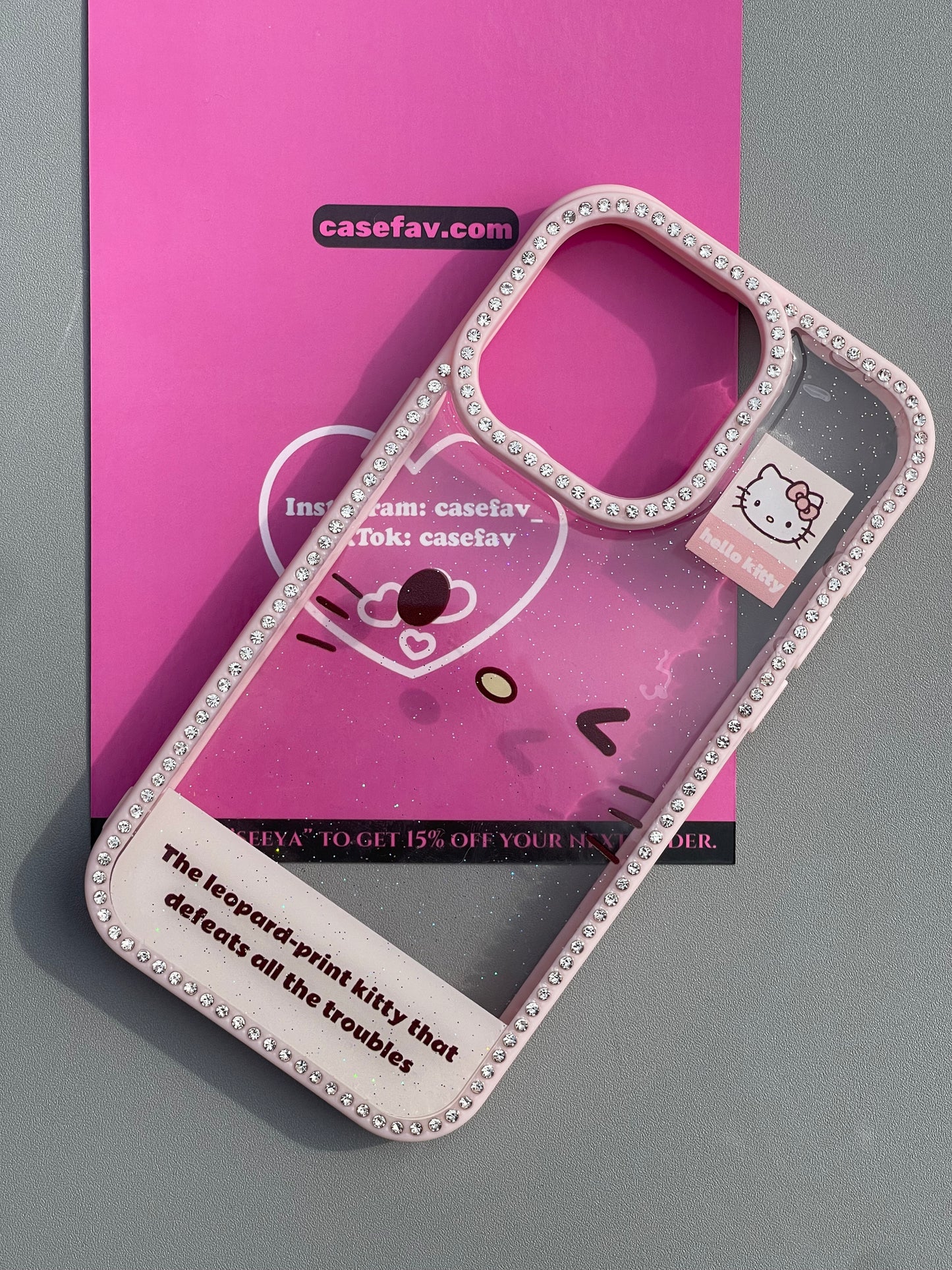 Hellokitty Pink Border Rhinestone Clear Cute Kawaii Phone Case #0367