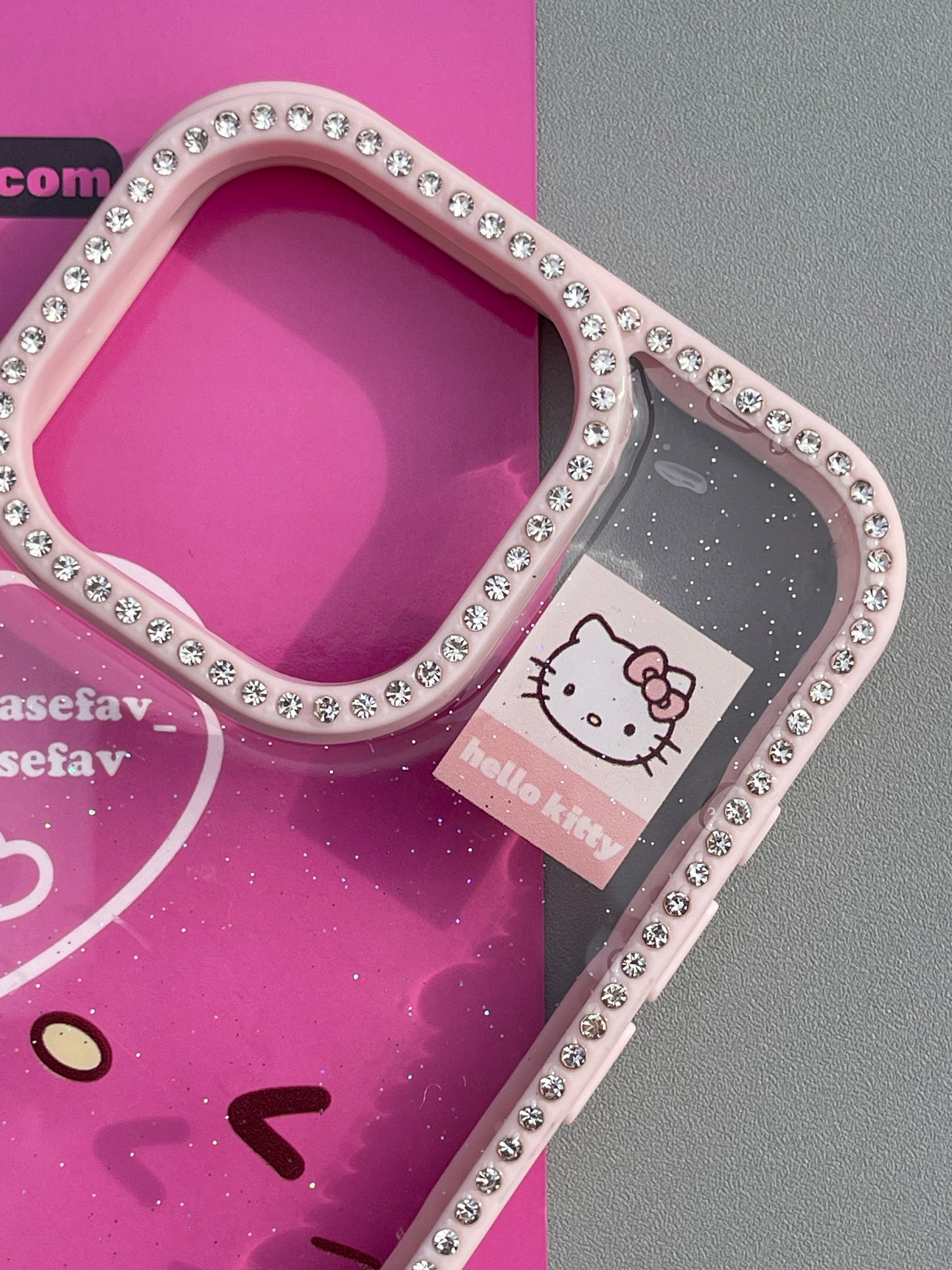 Hellokitty Pink Border Rhinestone Clear Cute Kawaii Phone Case #0367