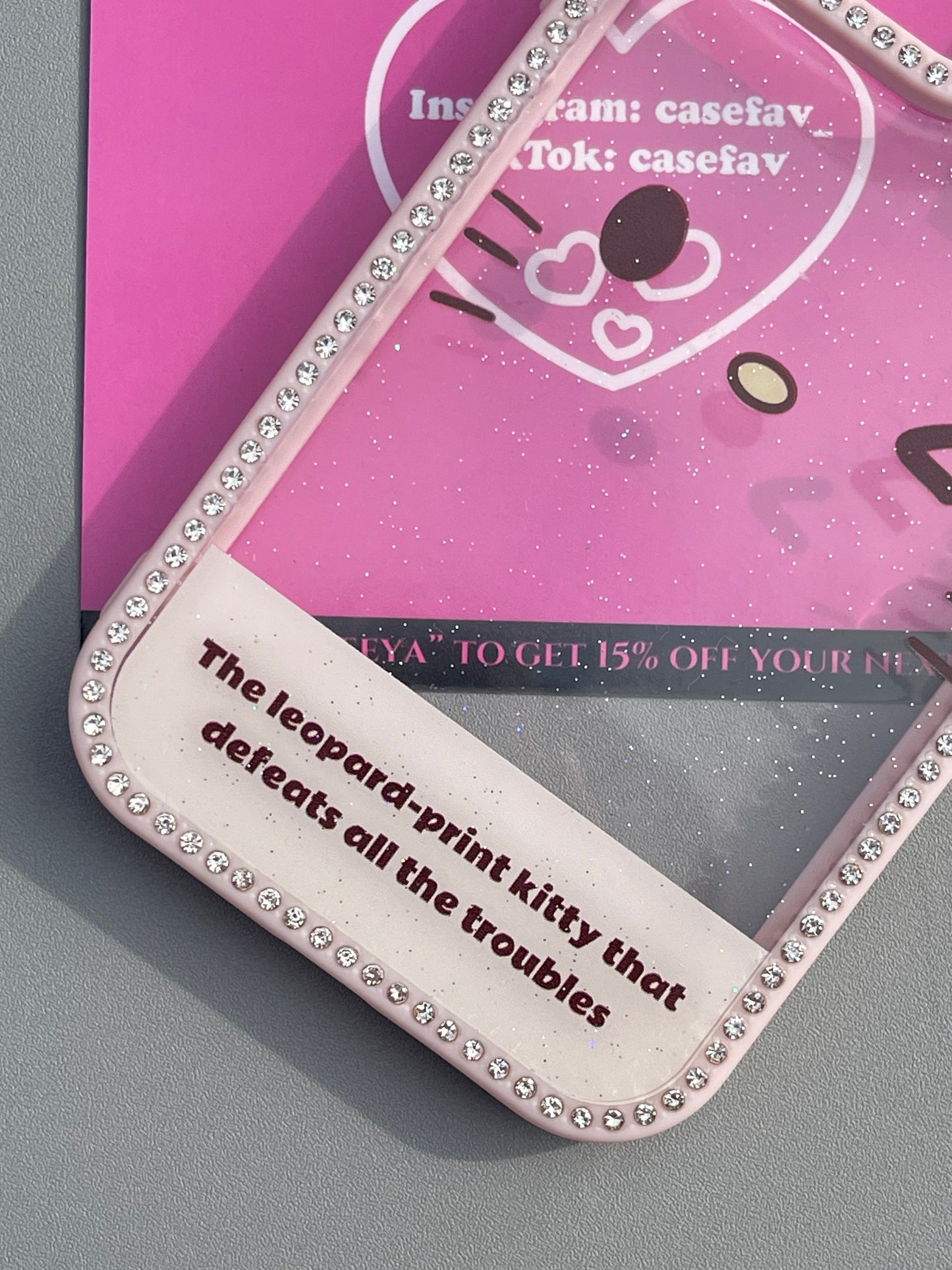 Hellokitty Pink Border Rhinestone Clear Cute Kawaii Phone Case #0367