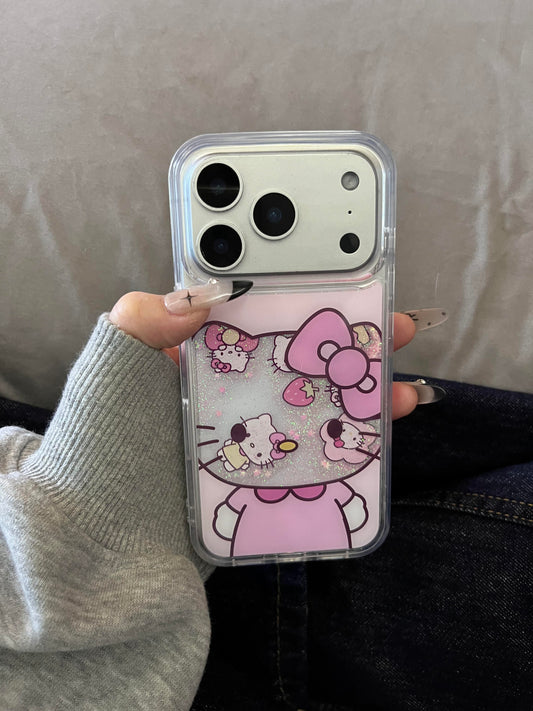 Hellokitty Pink Bling Glitter Liquid Quicksand Clear Cute Kawaii Phone Case #0573