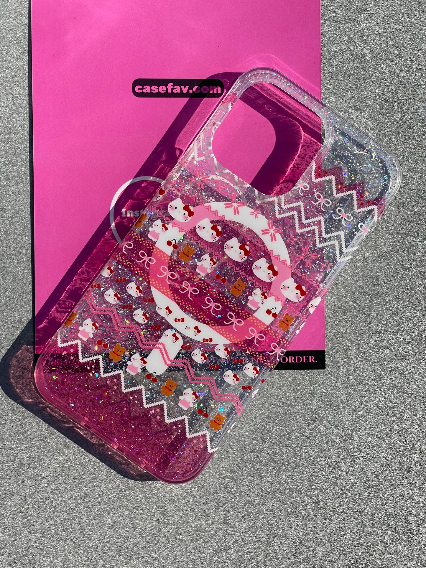 Hellokitty Pink Snow Glitter Cute Kawaii MagSafe Case #0394