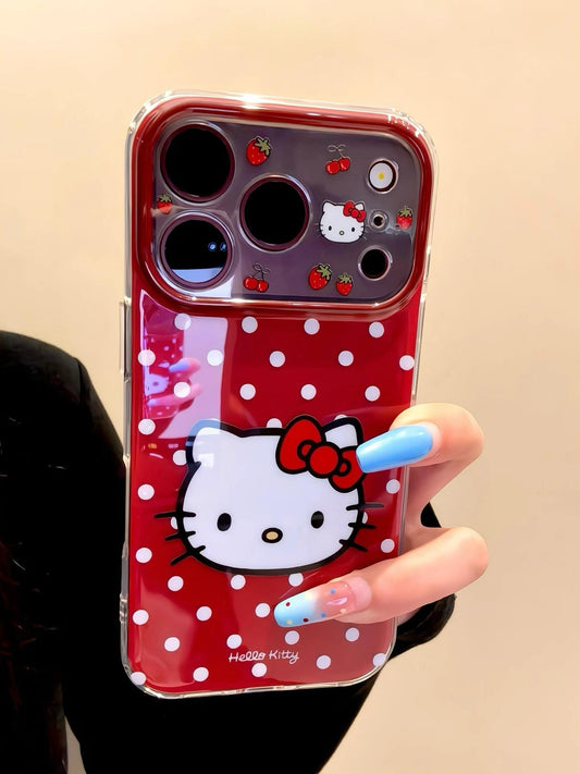 Hello Kitty Burgundy Red White Polka Dots Phone Case #693