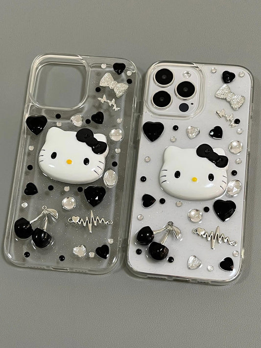 3D Hellokitty Heart Handmade Clear Cute Kawaii Phone Case #0076