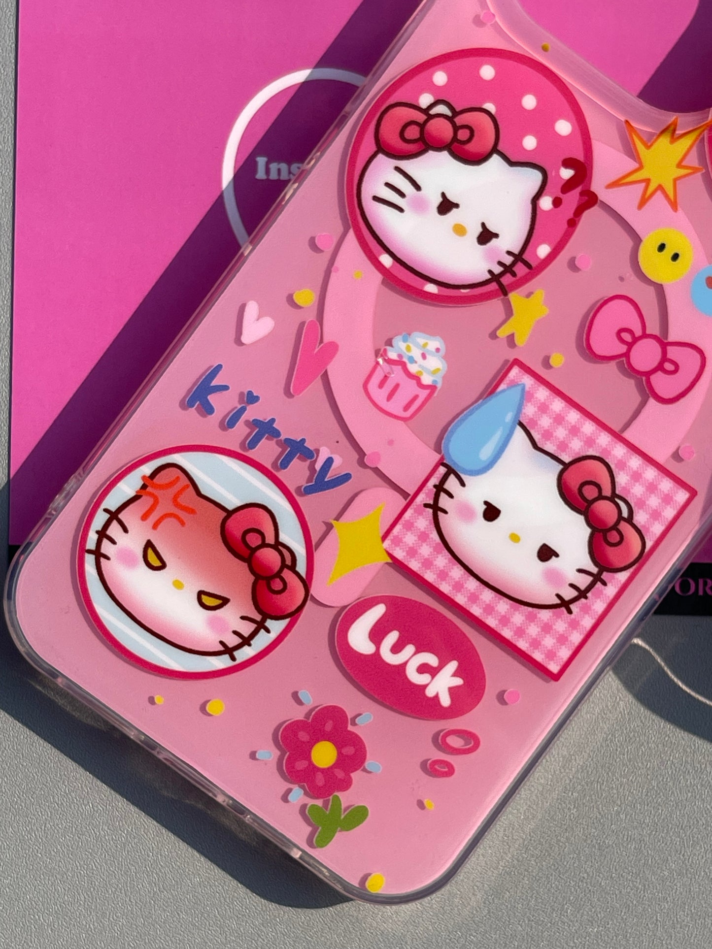 Hellokitty Pink Cute Kawaii MagSafe Case + MagSafe Stand Holder / Phone Grip #0398