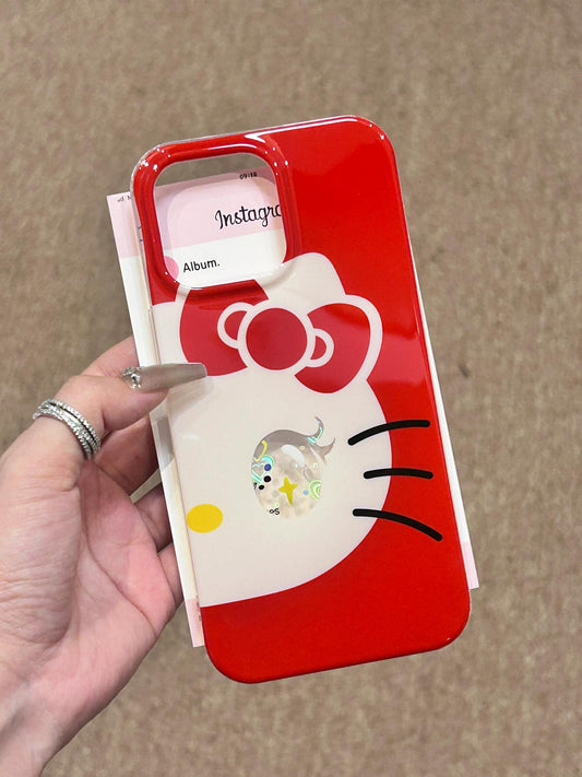 Hellokitty Half-face Twinkle Eyes Red Cute Kawaii Phone Case #0078