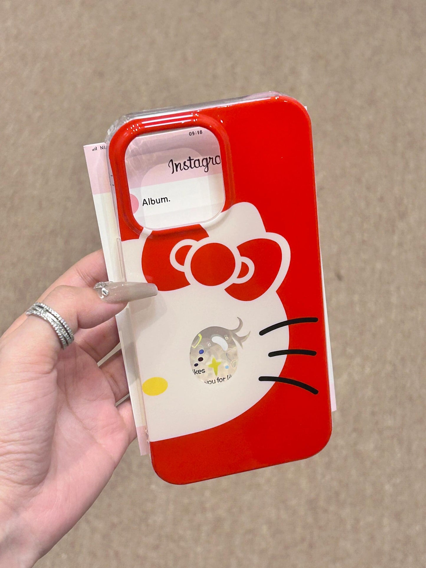 Hellokitty Half-face Twinkle Eyes Red Cute Kawaii Phone Case #0078