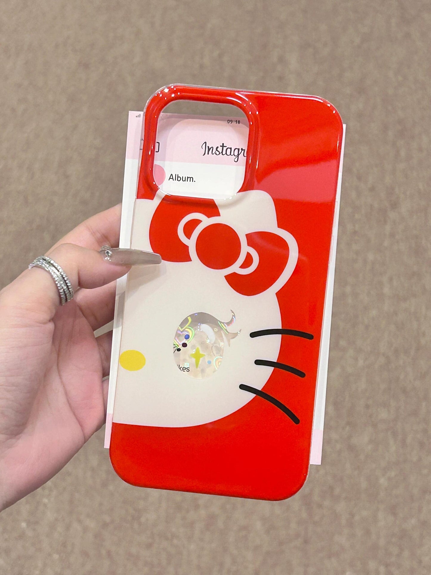 Hellokitty Half-face Twinkle Eyes Red Cute Kawaii Phone Case #0078