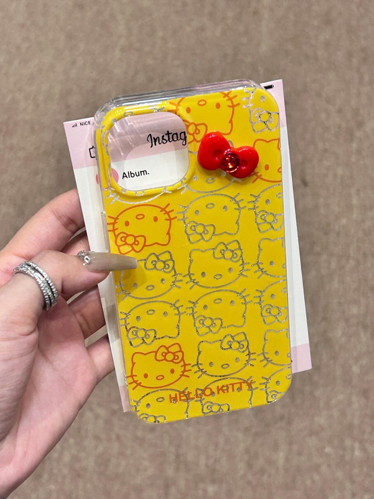 Hellokitty Pink/Yellow Glitter 3D Bow Cute Kawaii Phone Case #0082