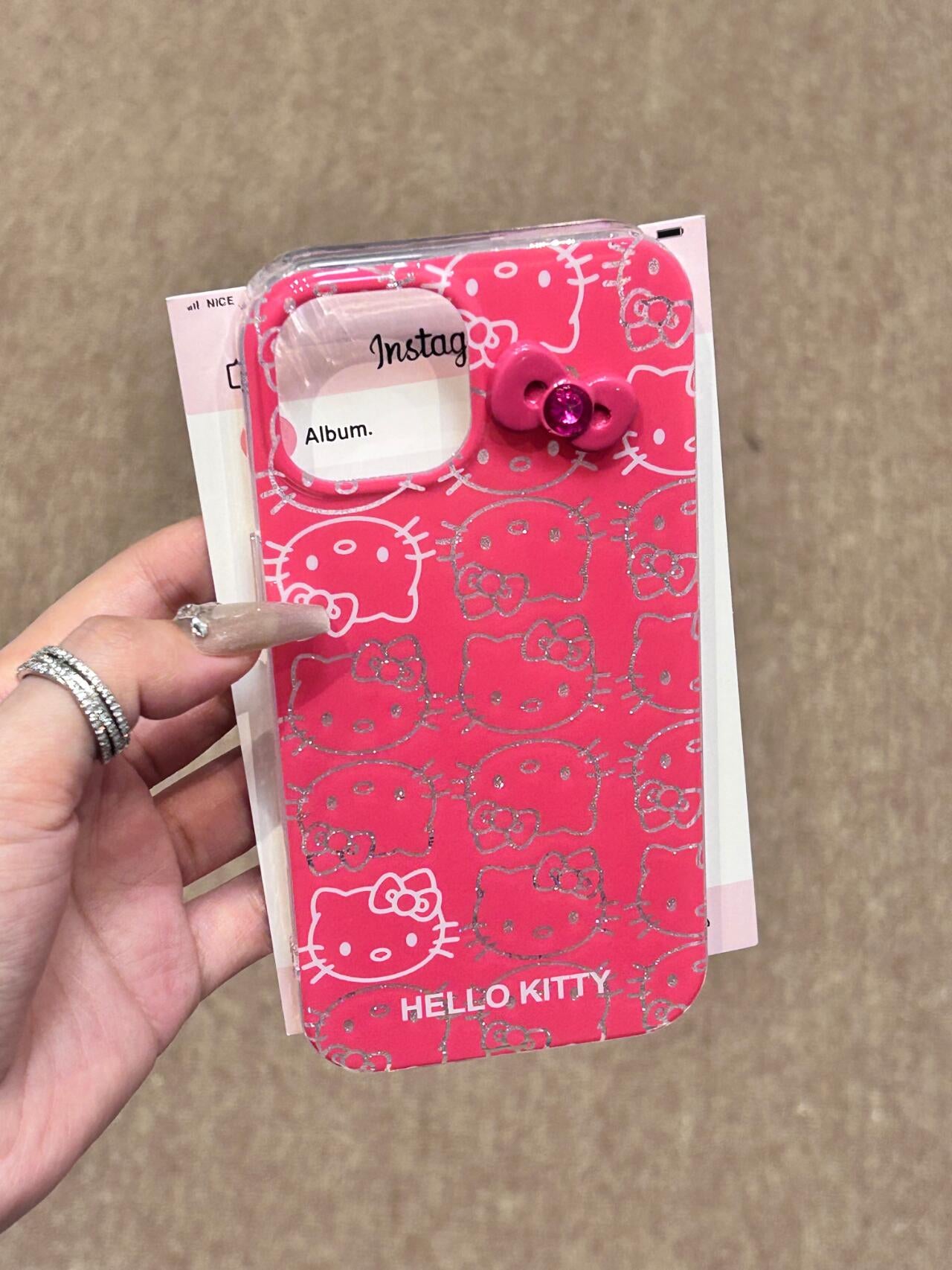 Hellokitty Pink/Yellow Glitter 3D Bow Cute Kawaii Phone Case #0082