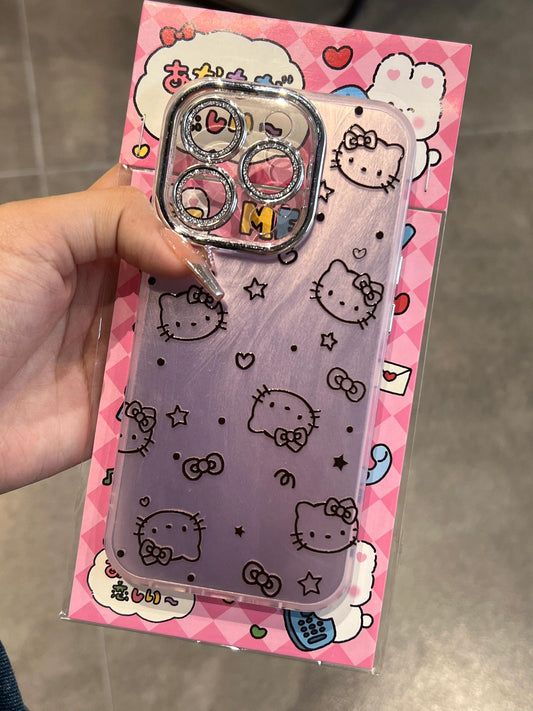 Hellokitty Purple Shell Glitter Cute Kawaii Phone Case With Built-in Glitter Lens Protector #0008