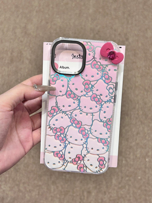 Hellokitty Face Pink Gradient 3D Bow Cute Kawaii Phone Case #0084