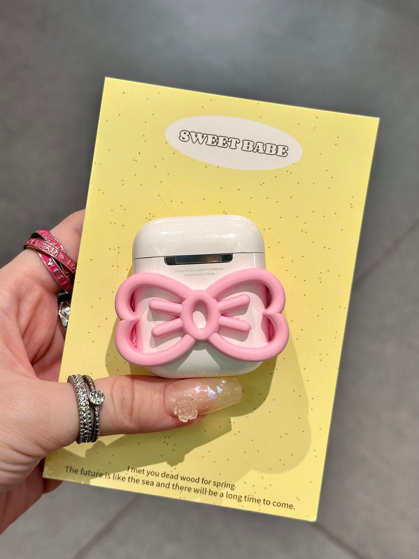 Pink Bow Shape Cute Kawaii AirPods Case #0266