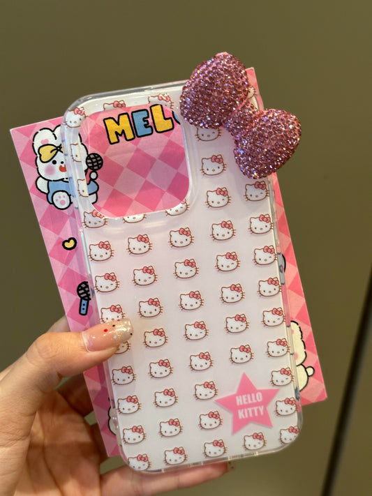 Hellokitty White 3D Rhinestone Bow Cute Kawaii Phone Case #0268