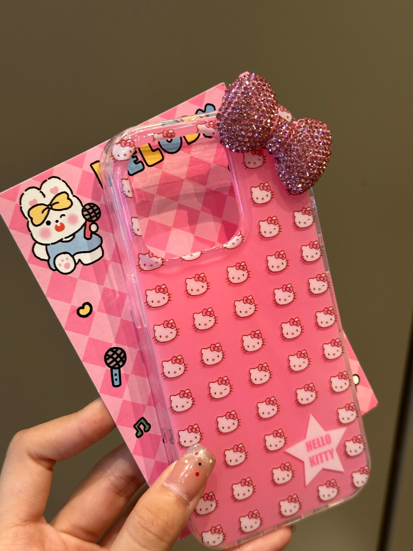 Hellokitty Pink 3D Rhinestone Bow Cute Kawaii Phone Case #0269