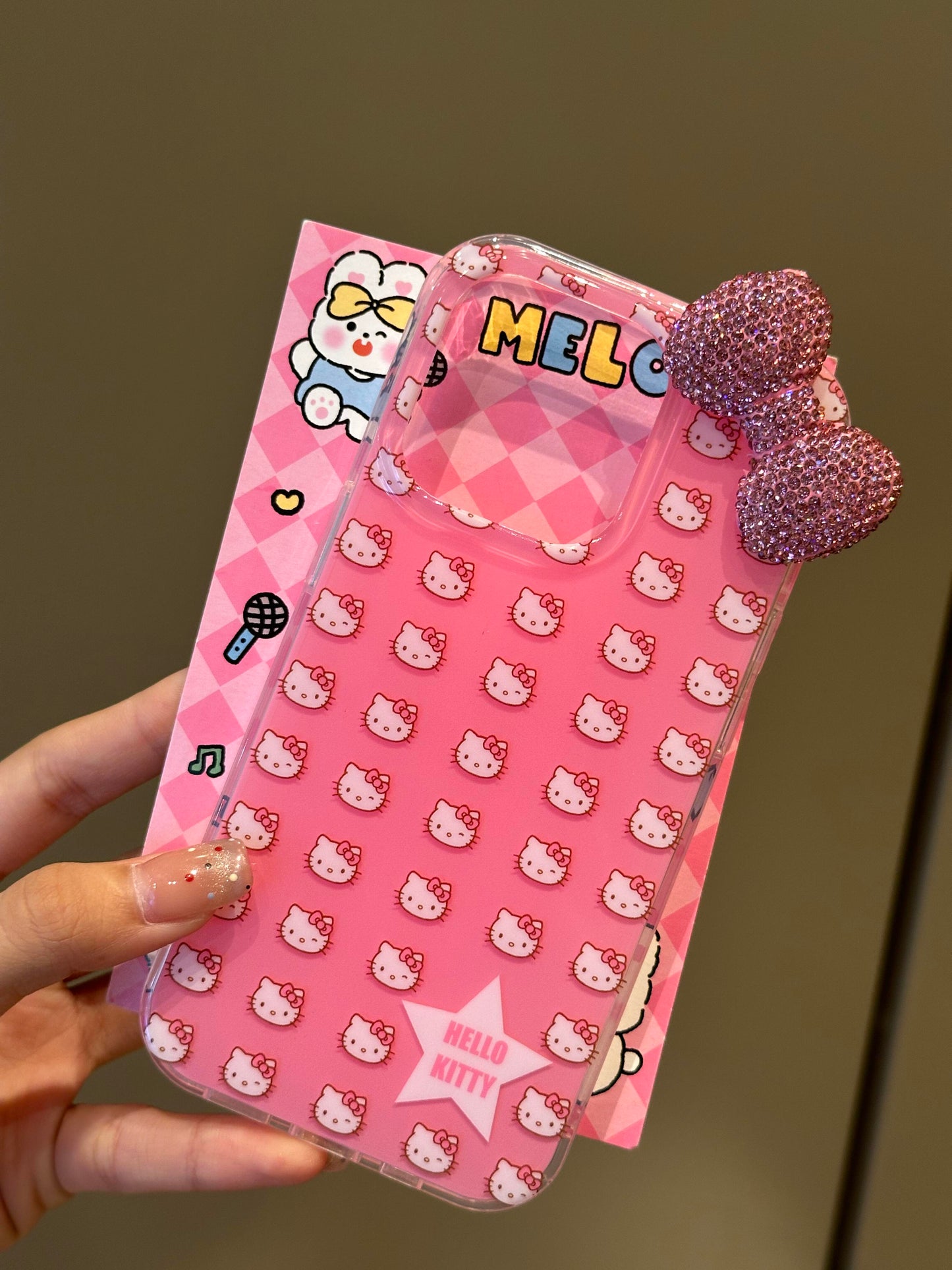 Hellokitty Pink 3D Rhinestone Bow Cute Kawaii Phone Case #0269