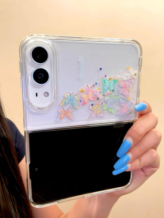 Butterfly Bling Glitter Liquid Quicksand Clear iPhone Duo Case #0704